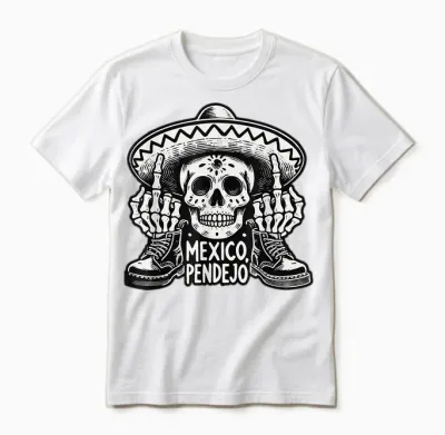 Mexico Pendejo - Böhse Für Leben T-Shirt, Black Unisex T-Shirt - White