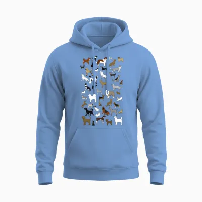 Many Dogs Pixel Unisex Hoodie - Carolina Blue