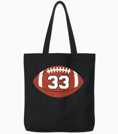 Football Favorite Lucky Jersey Number #33 Tote Bags - Black