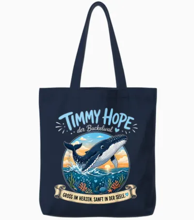Timmy Hope Buckelwal Wal Meer Ozean Natur Design Tote Bags - Navy