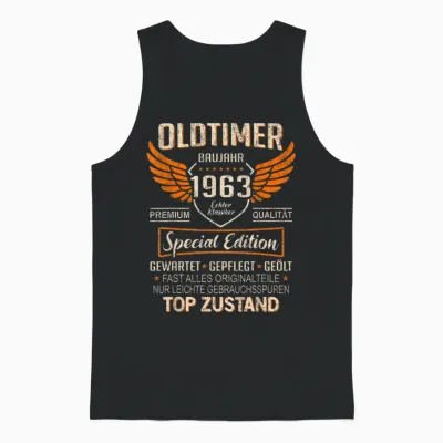 Oldtimer Year 1963 Born Vintage 1963 Birthday T-Shirt, Black Unisex Tank Top - Black