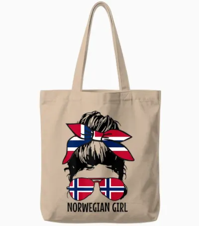 Norwegen Mädchen Norwegische Flagge Pride Norge Souvenir Tote Bags - Natural