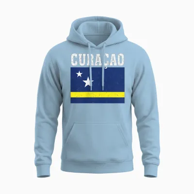 Curacao Flagge Patriotische Nationalwurzeln Souvenir Unisex Hoodie - Light Blue