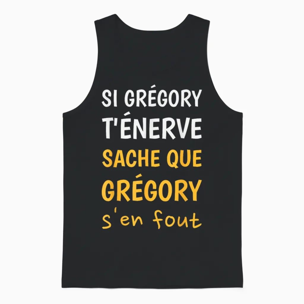 Humor Name Custom Gregory Gift Idea Funny Unisex Tank Top in Black