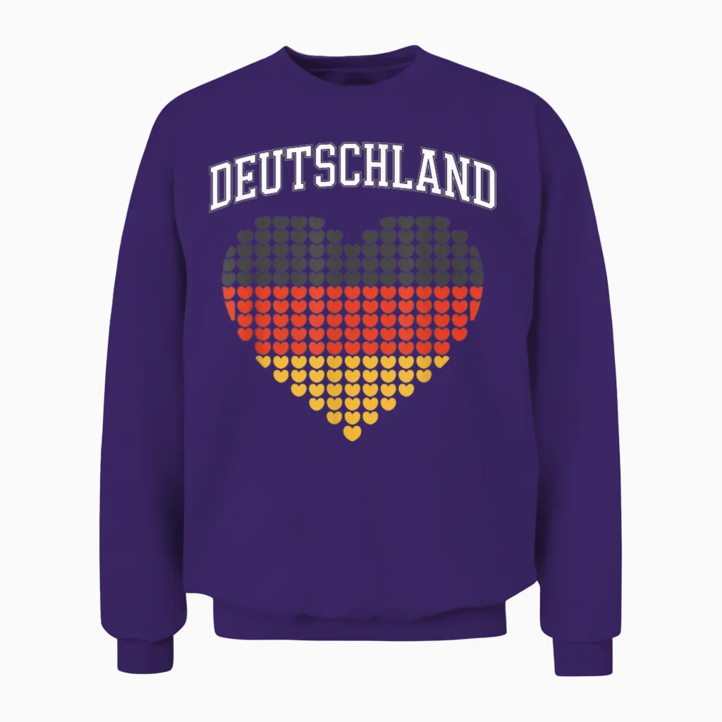 Deutschland Flagge Als Herz Unisex Sweatshirt in Purple