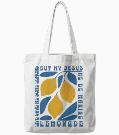 Life Gave Me Some Lemons Jesus Limonade Vieilli Sur Le Dos Tote Bags - White