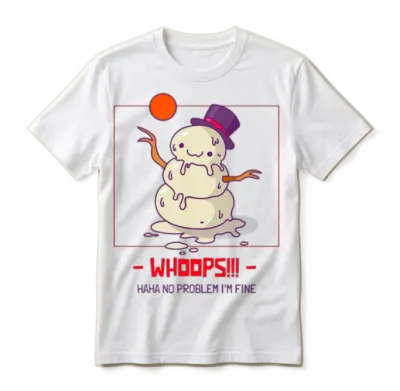 Snowman Melt Cartoon Art Unisex T-Shirt - White