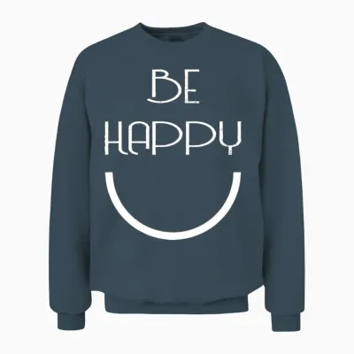 Be Happy White Unisex Sweatshirt - Dark Heather