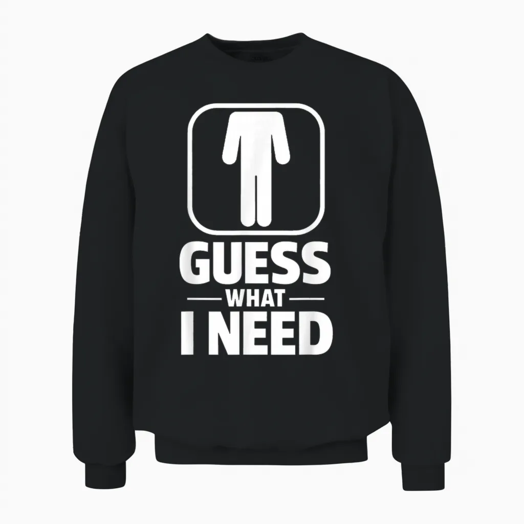 Funny Guess What I Need Humour Head Saying Sarcastic Unisex Sweatshirt in Black