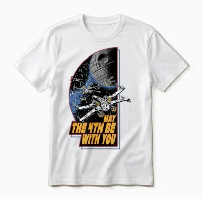 Star Wars Day May the 4th Be with You Vintage Space Battle Unisex T-Shirt - White