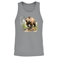 Grizzly Bear in the Wild — Wildlife Gift Unisex Tank Top - Sport Grey – 2