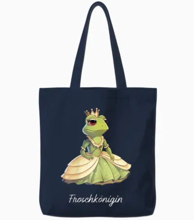 Frog Queen of the Frogs Girls' Carnival T-Shirt, Black Tote Bags - Navy
