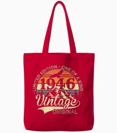 Original 1946 Vintage Cadeau 80 Ans Anniversaire Homme Femme Tote Bags - Red