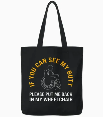 Wheelchair Bound Disability Handicap Tote Bags - Black