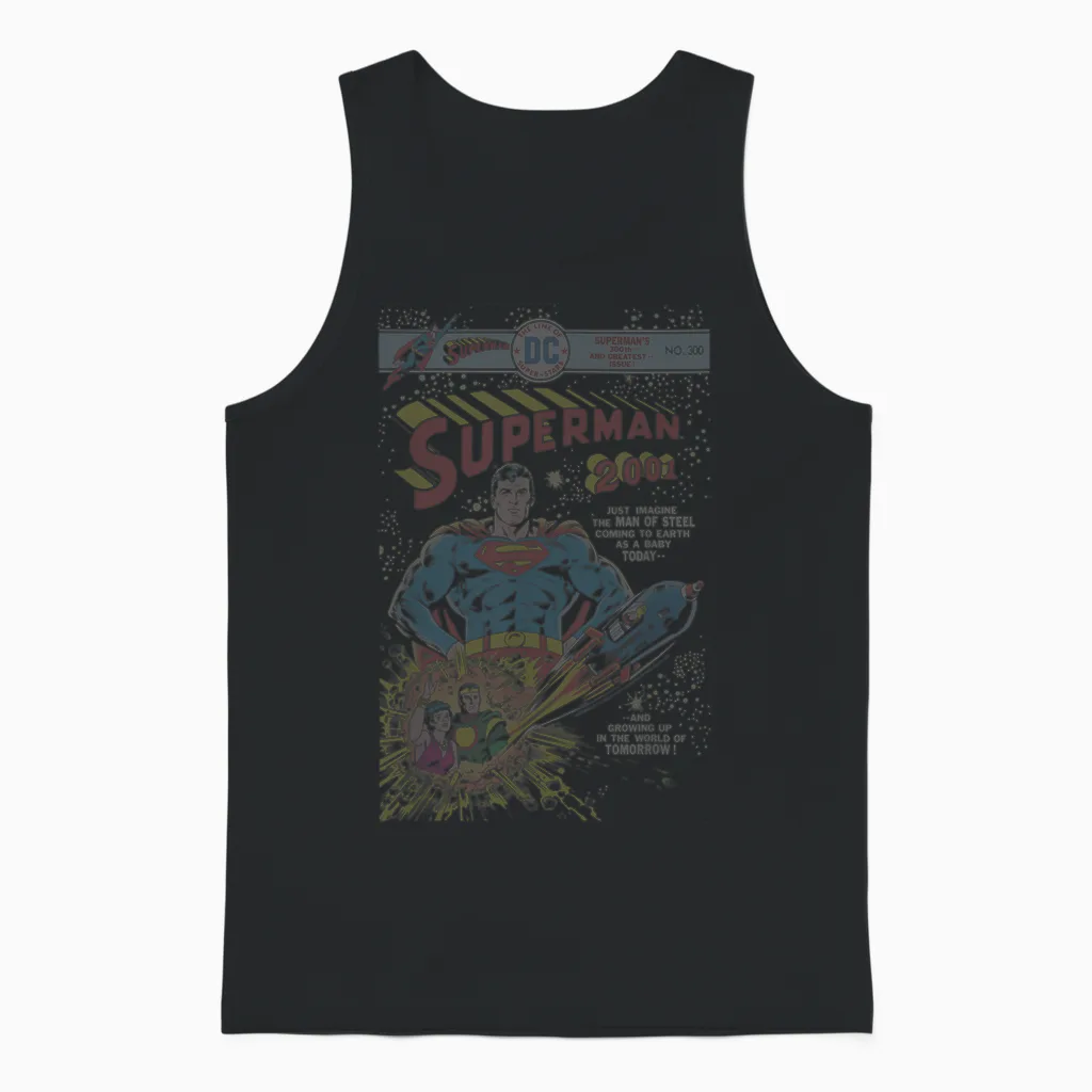 Dc Comics Superman 2001#300 Retro Comic Cover T-Shirt Small Unisex Tank Top in Black
