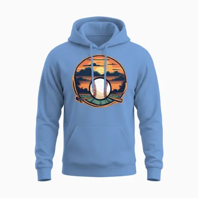 Baseball Retro Baseball Sunset Unisex Hoodie - Carolina Blue