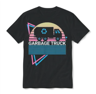 Garbage Truck Retro Unisex T-Shirt - Black