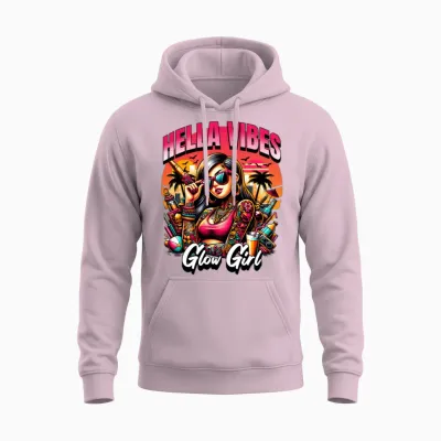 'hella Vibes, Glow Girl' Summer Party Gd Unisex Hoodie - Light Pink