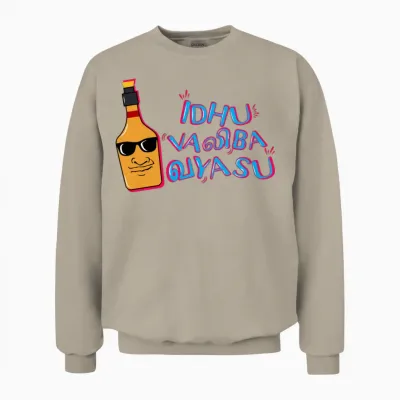 Idhu Valiba Vayasu Tamil Comedy Bottle Unisex Sweatshirt - Sand