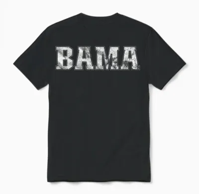 Alabama - Bama White Al State Graphic Vintage Sports Lover Unisex T-Shirt - Black