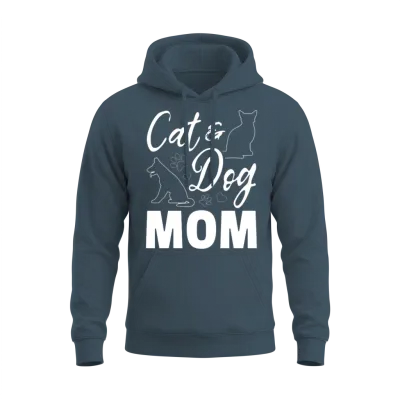 Cat & Dog Mom - Dog Cat Mama Dog Mama Dog Lover Unisex Hoodie - Dark Heather