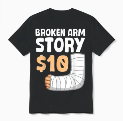 Cool Broken Arm Design for Men Women Kids Elbow Broken Arm Unisex T-Shirt - Black