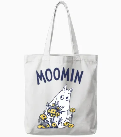 Moomin Moomintroll Floral T-Shirt, White Tote Bags - White