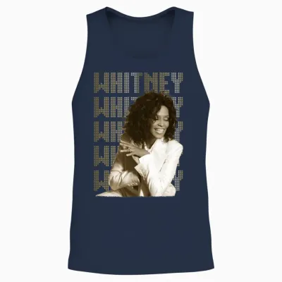 Whitney Houston Photo and Name Tag Unisex Tank Top - Navy