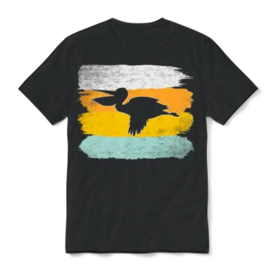Pelican Retro Unisex T-Shirt - Black