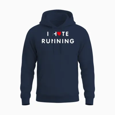 I Hate Running Simple Unisex Hoodie - Navy