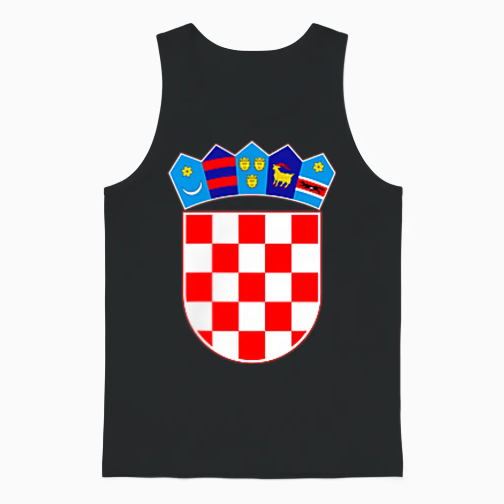 Hrvatska Kroatien Croatia T-Shirt Kroatien Wappen Nationalflagge Kroatien Hrvatska Schwarz Klein Crew-Ausschnitt Lässig Unisex Tank Top in Black