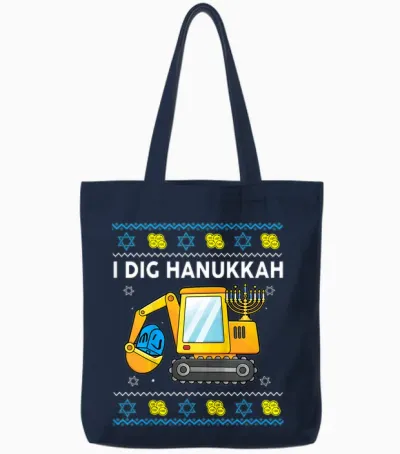 Kids I Dig Hanukkah-Shirt Happy Chanukah Funny Jewish Boy Tote Bags - Navy