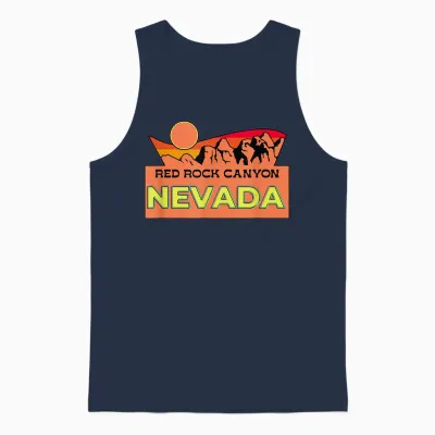 Red Rock Canyon Nevada Travel Souvenir Vintage Retro Sunset T-Shirt, Black, S Unisex Tank Top - Navy