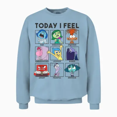 Disney Pixar Inside Out 2 Today I Feel... Vintage Panels Unisex Sweatshirt - Light Blue