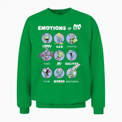 Nickelodeon Invader Zim the Many Emotions of Gir T-Shirt Small Unisex Sweatshirt - Irish Green