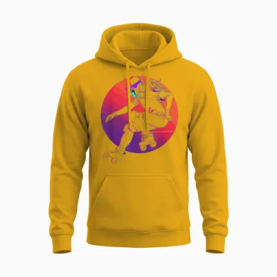 Graphic 90s Roller Skating Girl for Girls Unisex Hoodie - Gold