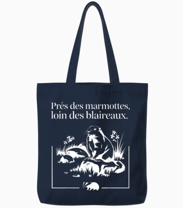Marmots Badger Camping Forest Mountain Tote Bags in Navy
