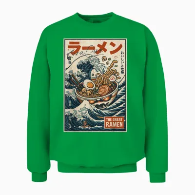 Ramen Japan Streetwear Cyberpunk Y2k Retro Manga Anime T-Shirt, Black, S Unisex Sweatshirt - Irish Green