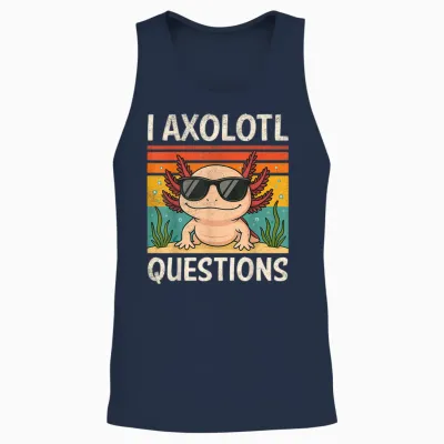 I Axolotl Questions Shirt Adults Youth Kids Retro Vintage Unisex Tank Top - Navy