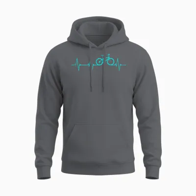 Mountain Bike Heartbeat Cycling Cool Bike Unisex Hoodie - Charcoal