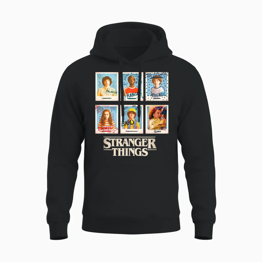 Stranger Things Main Characters Vintage Yearbook Pictures Unisex Hoodie in Black