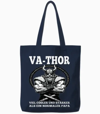 Viking Warrior Man Odin Thor Norman Walhalla Tote Bags - Navy