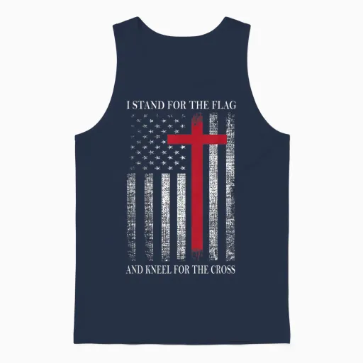 I Stand for the Flag and Kneel for the Cross Usa Unisex Tank Top - Navy