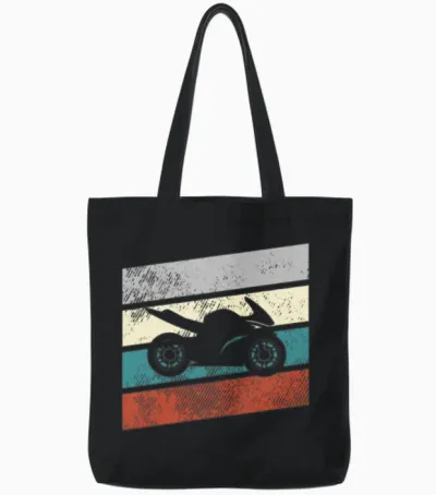 Motorcycle Retro Tote Bags - Black