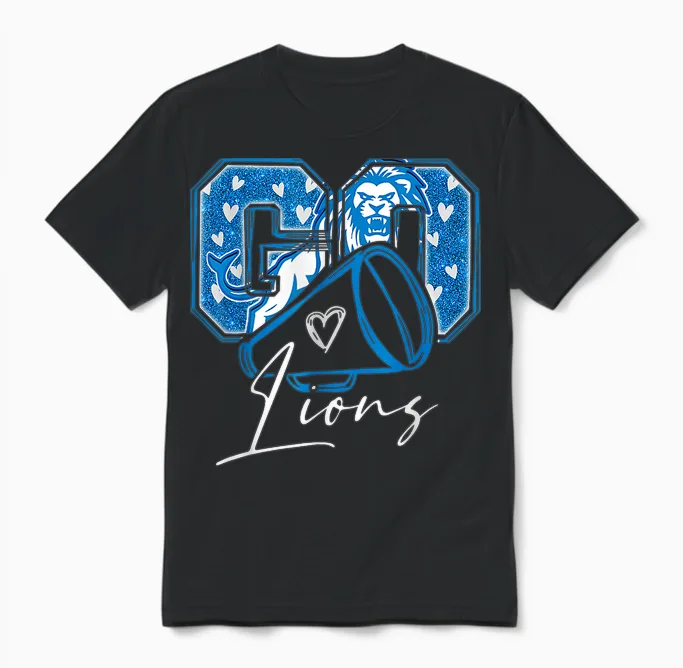 Go Cheer Lions Design Shirt for Men Women Girls Unisex T-Shirt in Black