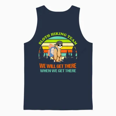 Sloth Hiking Team Tshirt for Sloth Lover Hiking Unisex Tank Top - Navy