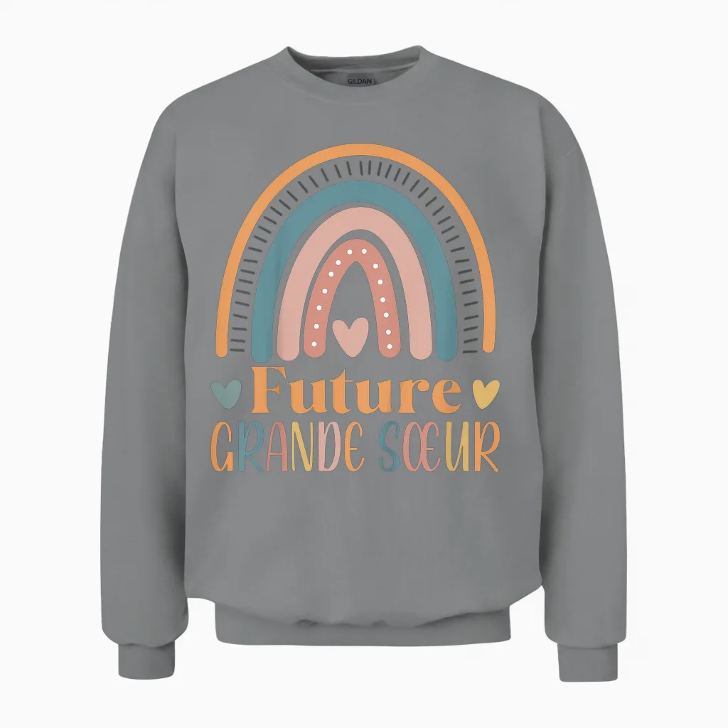 Child Future Big Sister Soon Big Sister Announcement Unisex Sweatshirt in Sport Grey