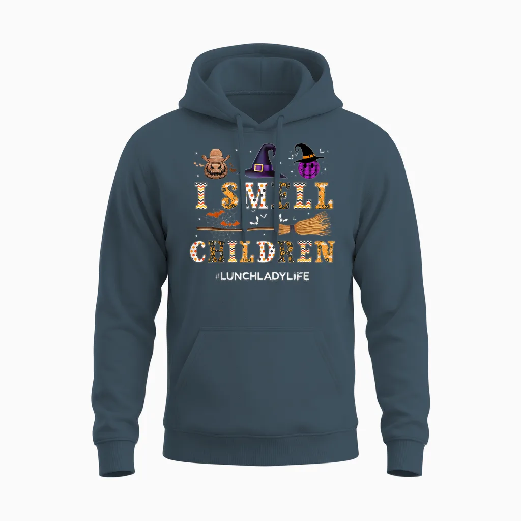 I Smell Children Lunch Lady Life Halloween for Lunch Lady Unisex Hoodie in Dark Heather