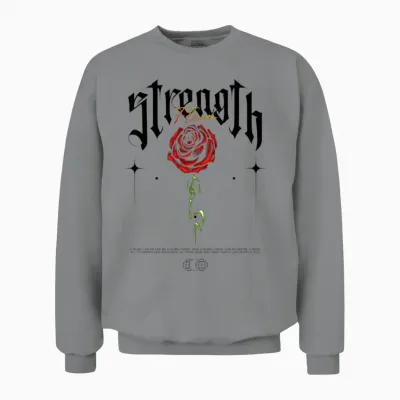 Strength Flower Modern Streetwear Unisex Sweatshirt - Sport Grey