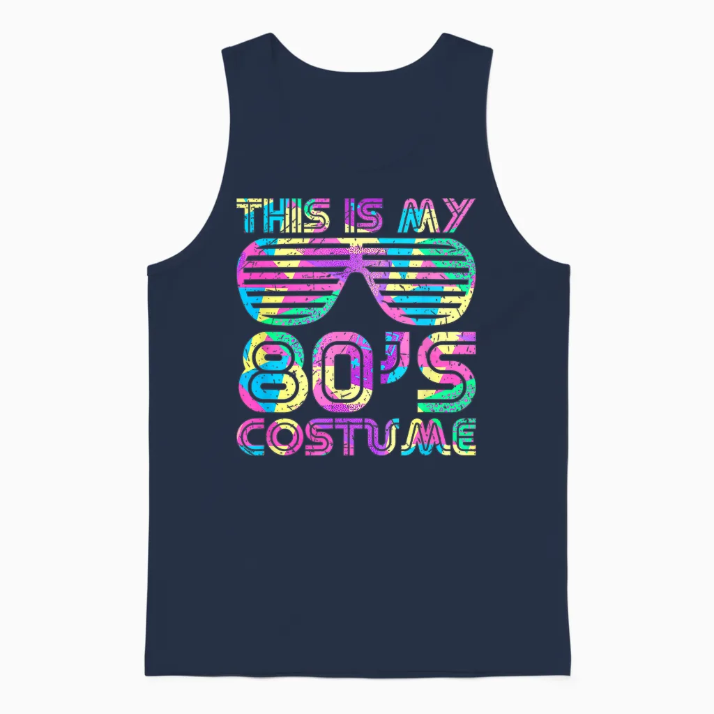 This Is My 80s Costume Groovy Retro Halloween Costume 80s T-Shirt, Black, S Unisex Tank Top in Navy
